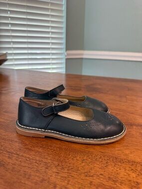 L'Amour Antonia Girls Mary Jane Shoes Navy Blue Leather Perforated School Size 1